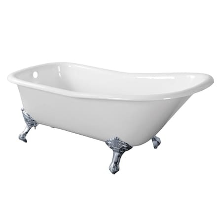 Aqua Eden Clawfoot Bathtubs, 66.56 L, 29.5 W, White/Polished Chrome, Cast Iron VCTND6630NF1